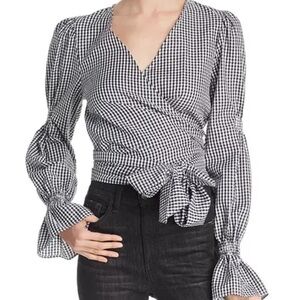 C/MEO Collective Black and White Wrap Blouse 3/4 Sleeve